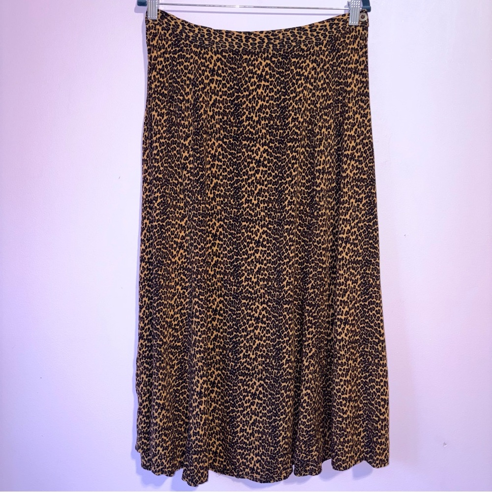 Vintage Katy D Leopard Animal Print Midi Skirt Women Size 14/16 Boho Maximalism